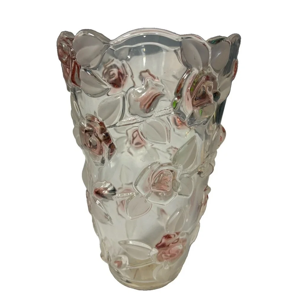 Mikasa Bella Rosa Pink Frost Crystal Vase 9.5